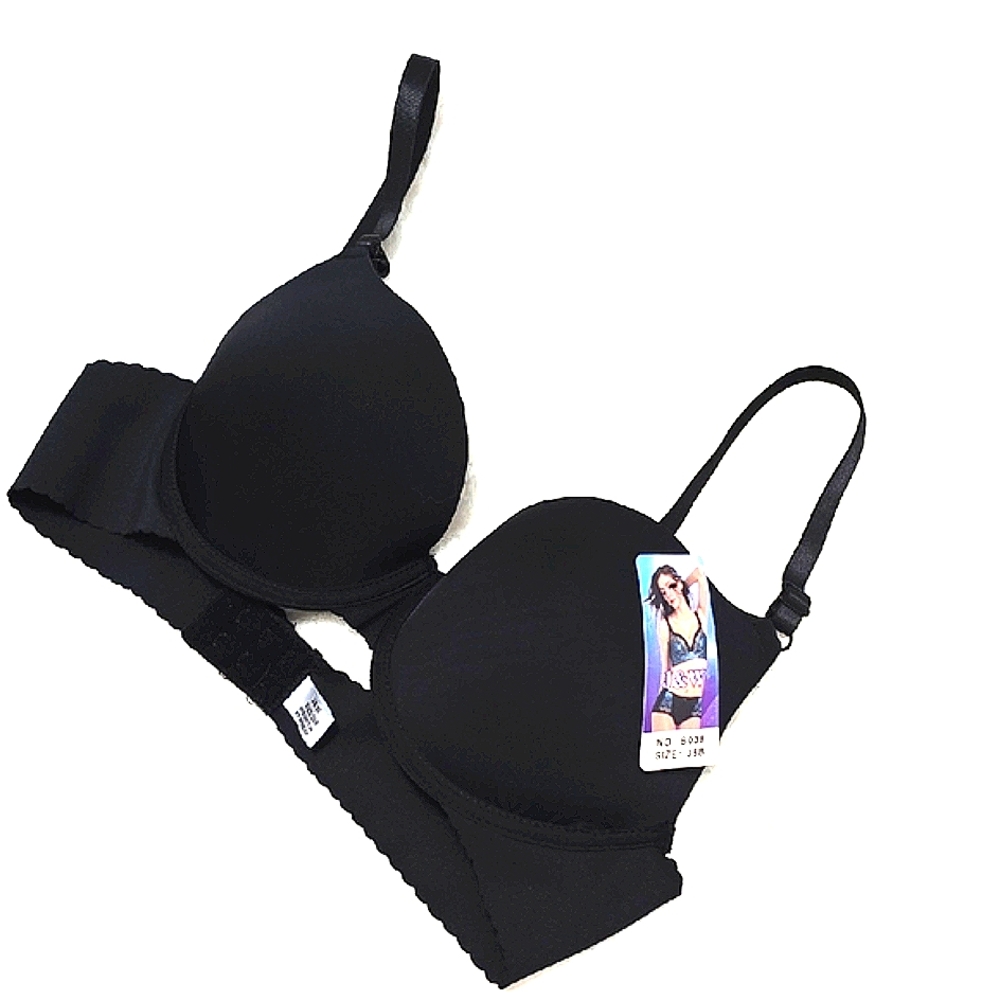Black Push-Up Bra with Molded Cups and Underwire
